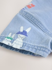 Blue Denim Rabbit Print Short Sleeve Baby Romper (0mths-3yrs) - Image 11 of 12