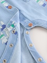 Blue Denim Rabbit Print Short Sleeve Baby Romper (0mths-3yrs) - Image 9 of 12