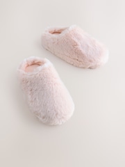 Pink Faux Fur Mule Slippers - Image 1 of 5