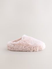 Pink Faux Fur Mule Slippers - Image 2 of 5
