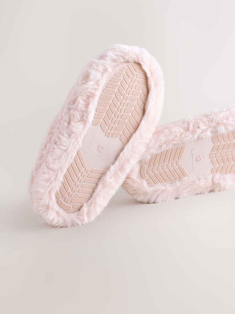 Pink Faux Fur Mule Slippers - Image 5 of 5 Pink Faux Fur Mule Slippers - Image 5 of 5