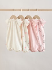 Pink Character All Over Printed Button Through Jersey Baby Rompers 4 Pack - Image 2 of 14