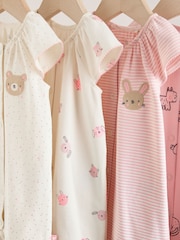 Pink Character All Over Printed Button Through Jersey Baby Rompers 4 Pack - Image 8 of 14