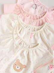 Pink Character All Over Printed Button Through Jersey Baby Rompers 4 Pack - Image 9 of 14
