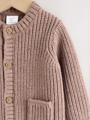 Brown Baby Bear Knitted Embroidered Baby Cardigan - Image 3 of 7