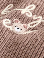 Brown Baby Bear Knitted Embroidered Baby Cardigan - Image 7 of 7