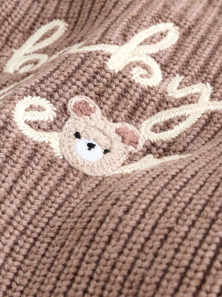 Brown Baby Bear Knitted Embroidered Baby Cardigan - Image 7 of 7 Brown Baby Bear Knitted Embroidered Baby Cardigan - Image 7 of 7