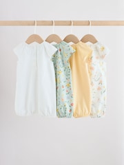 Yellow and Blue Floral Fairy Mouse 4 Pack Jersey Baby Rompers 4 Pack - Image 6 of 14