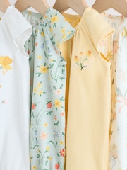 Yellow and Blue Floral Fairy Mouse 4 Pack Jersey Baby Rompers 4 Pack - Image 8 of 14