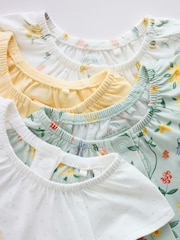 Yellow and Blue Floral Fairy Mouse 4 Pack Jersey Baby Rompers 4 Pack - Image 9 of 14