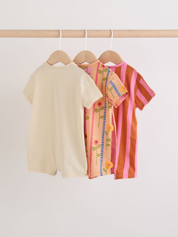 Red Sunbaked Patterened Jersey Baby Rompers 3 Pack - Image 2 of 10