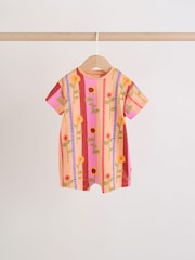 Red Sunbaked Patterened Jersey Baby Rompers 3 Pack - Image 4 of 10