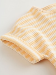 Blue and Lemon Printed Button T Shirt Jersey 3 Pack Baby Rompers - Image 10 of 14