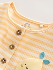 Blue and Lemon Printed Button T Shirt Jersey 3 Pack Baby Rompers - Image 13 of 14