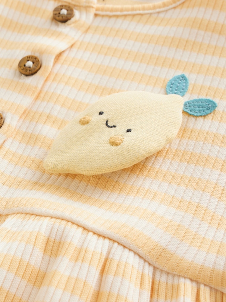 Blue and Lemon Printed Button T Shirt Jersey 3 Pack Baby Rompers - Image 14 of 14