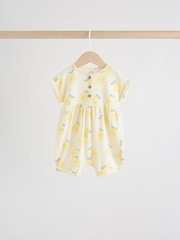 Blue and Lemon Printed Button T Shirt Jersey 3 Pack Baby Rompers - Image 5 of 14