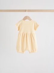 Blue and Lemon Printed Button T Shirt Jersey 3 Pack Baby Rompers - Image 6 of 14