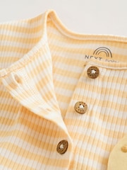 Blue and Lemon Printed Button T Shirt Jersey 3 Pack Baby Rompers - Image 7 of 14