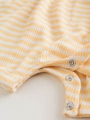 Blue and Lemon Printed Button T Shirt Jersey 3 Pack Baby Rompers - Image 9 of 14