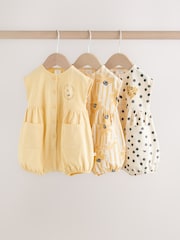 Yellow Floral Button Through 3 Pack Baby Rompers - Image 1 of 13