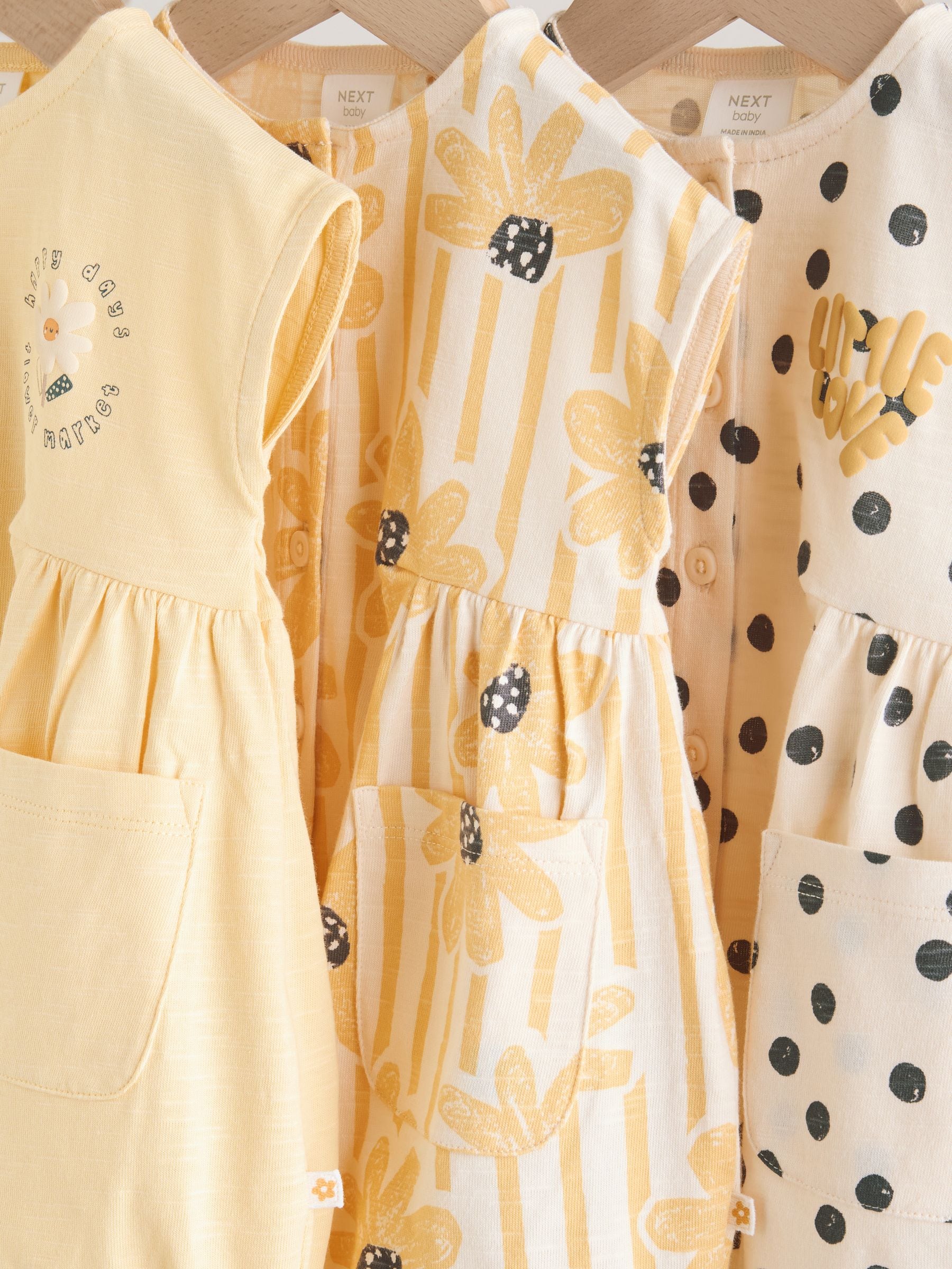 Buy Yellow Floral Button Through Button Through Baby Rompers 3