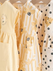 Yellow Floral Button Through 3 Pack Baby Rompers - Image 7 of 13