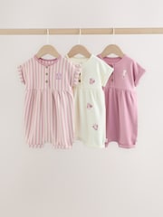 Minnie Mouse Embroidered Jersey Baby Rompers 3 Pack - Image 1 of 12