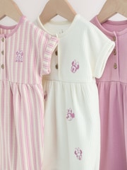 Minnie Mouse Embroidered Jersey Baby Rompers 3 Pack - Image 7 of 12