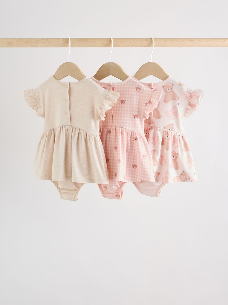 Pink Bear Embroidered - Zestaw 3 par śpioszków niemowlęcych z jerseyu - Obraz 2 z 16