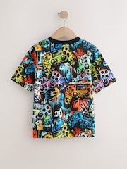 Black Graffiti Controller Relaxed Fit Short Sleeve All-Over Print T-Shirt (3-16yrs) - Image 2 of 4