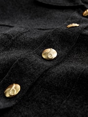 Charcoal Grey Chenille Gold Button Pocket Cardigan Co-Ord - Image 3 of 3
