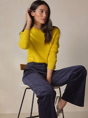 أصفر - كنزة من الكشمير 100% بياقة بحافة مستديرة من N.Premium - صورة 1 من 8