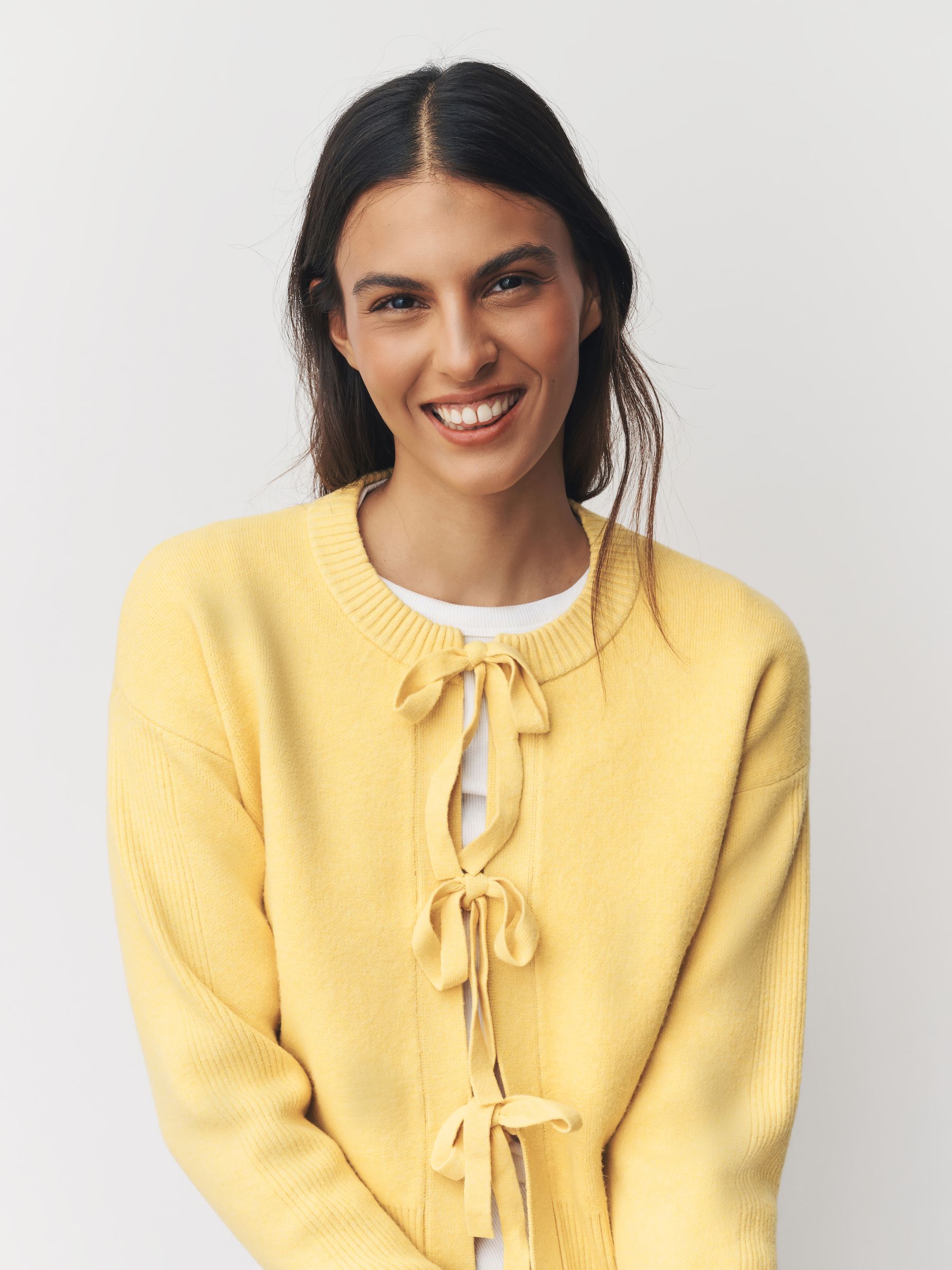 Buy Yellow Supersoft Tie Front Knitted Cardigan from Next USA