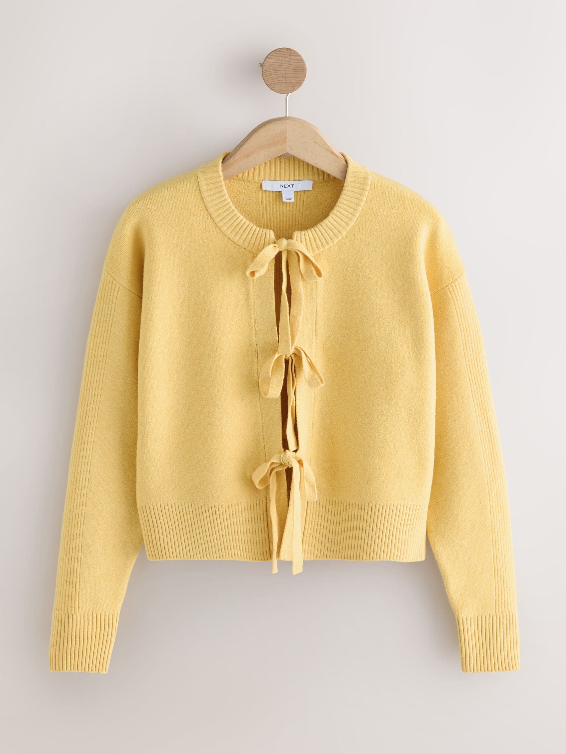 Buy Yellow Supersoft Tie Front Knitted Cardigan from Next USA