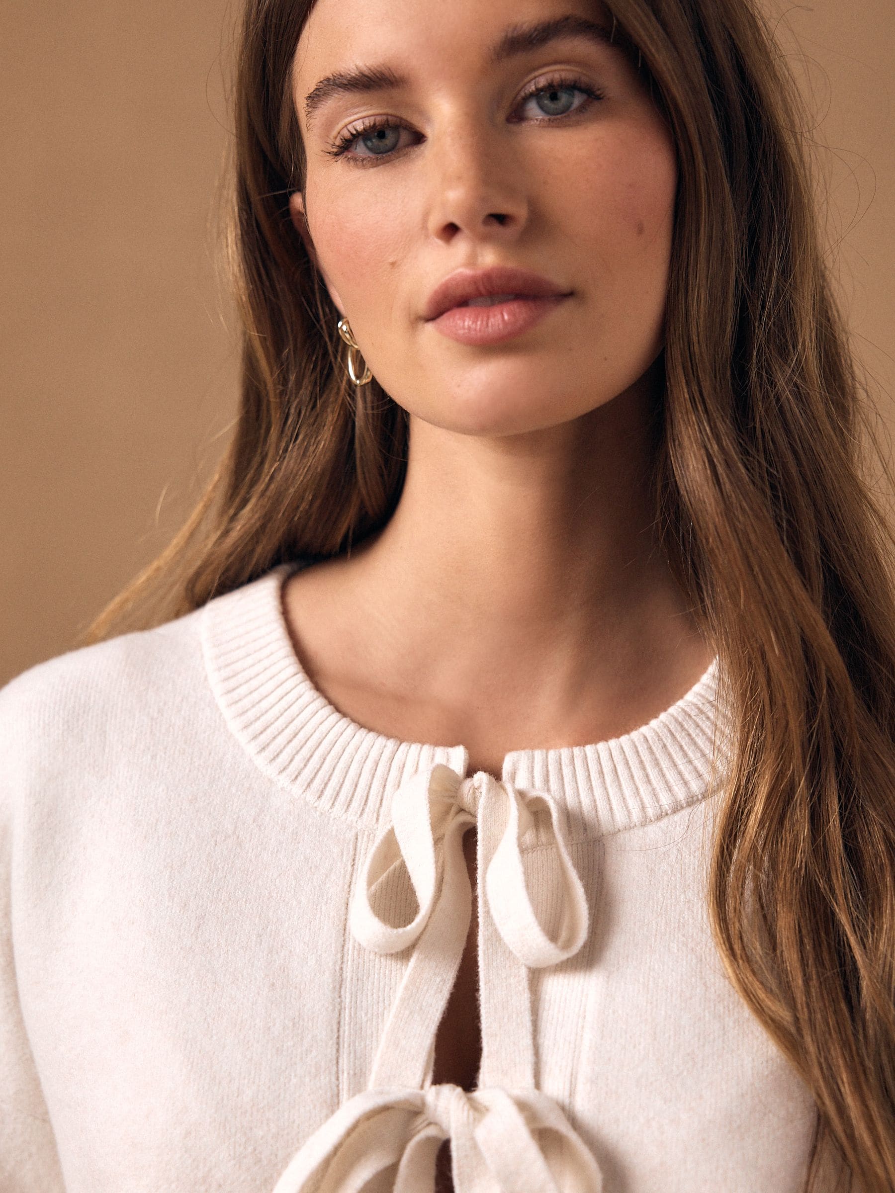 Buy Ecru Supersoft Tie Front Knitted Cardigan from the Next UK