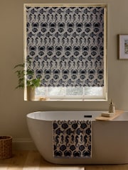 Blue Ready Made Blackout Bathroom Roller Blinds Seahorse Print - Image 2 of 5