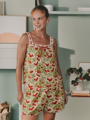 Laura Ashley Red/Green Cramwell Orchard Cotton Dobby Woven Shorts Set - Image 1 of 11