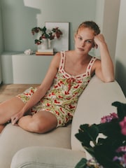 Laura Ashley Red/Green Cramwell Orchard Cotton Dobby Woven Shorts Set - Image 3 of 11