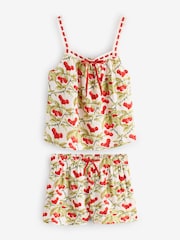 Laura Ashley Red/Green Cramwell Orchard Cotton Dobby Woven Shorts Set - Image 7 of 11