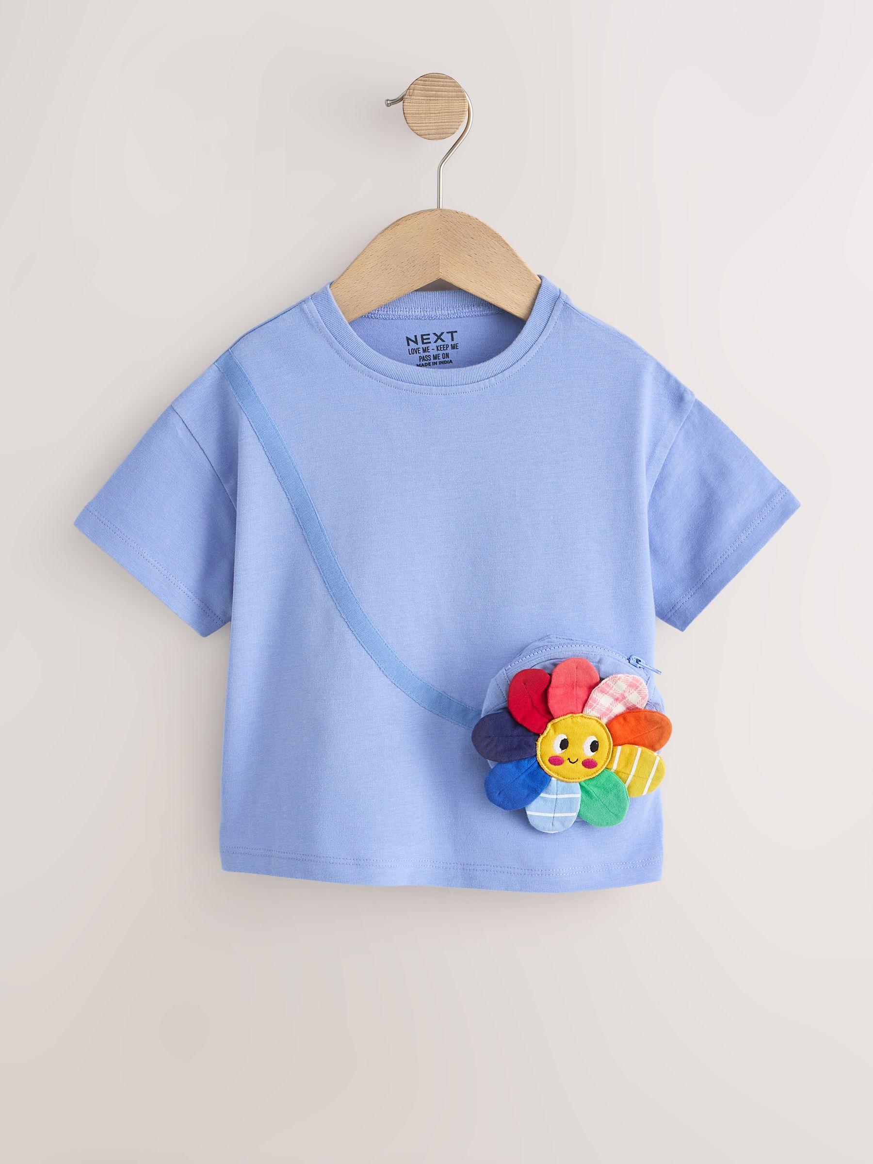 Buy Blue Rainbow Flower Short Sleeve Bag T-Shirt (3mths-7yrs) from
