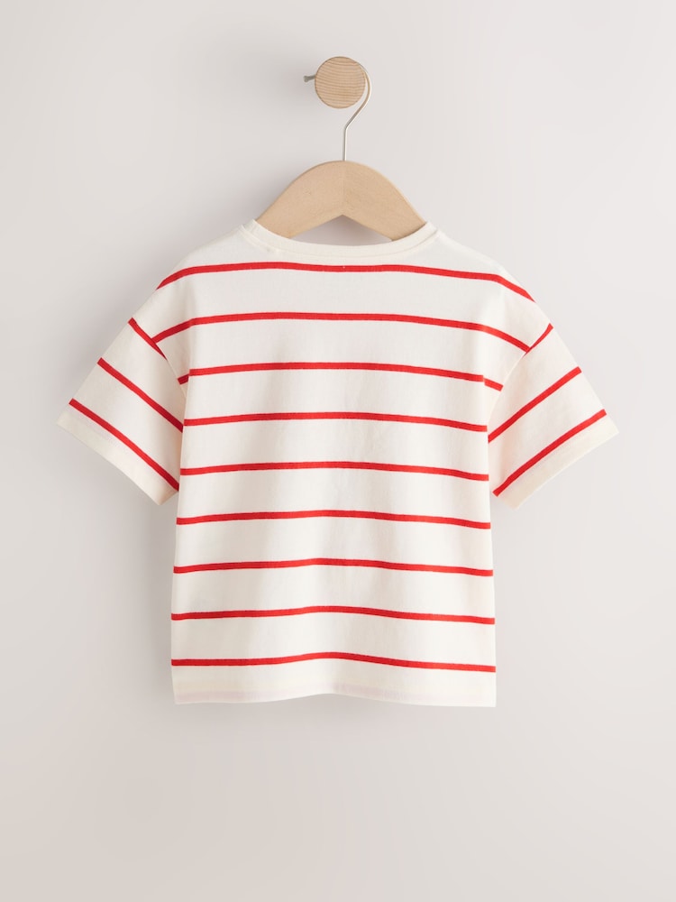 Ecru/Red Stripe Puffin - Short Sleeve Bag T-Shirt (3mths-7yrs) - صورة 2 من 4 Ecru/Red Stripe Puffin - Short Sleeve Bag T-Shirt (3mths-7yrs) - صورة 2 من 4
