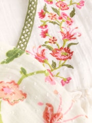 Laura Ashley Ecru/Pink Floral Cotton Dobby Woven Pyjamas - Image 11 of 14