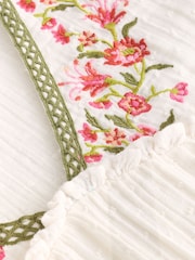 Laura Ashley Ecru/Pink Floral Cotton Dobby Woven Pyjamas - Image 13 of 14