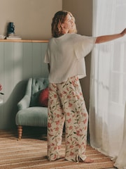 Laura Ashley Ecru/Pink Floral Cotton Dobby Woven Pyjamas - Image 2 of 14