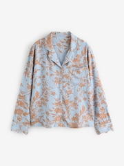 Laura Ashley Blue/ Brown Lloyd Print Viscose Dobby Button Through Pyjamas - Image 10 of 17