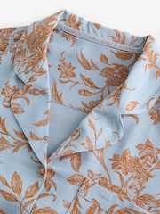Laura Ashley Blue/ Brown Lloyd Print Viscose Dobby Button Through Pyjamas - Image 12 of 17