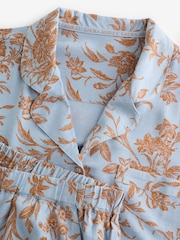 Laura Ashley Blue/ Brown Lloyd Print Viscose Dobby Button Through Pyjamas - Image 15 of 17