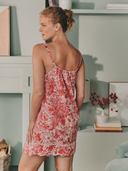 Laura Ashley Pink Peony Cotton Scalloped Slip Nightie - Image 4 of 5