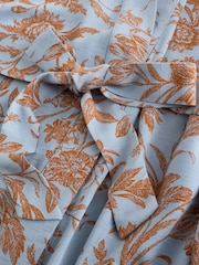 Laura Ashley Blue/ Brown Lloyd Print Viscose Dobby Scallop Edge Robe - Image 10 of 11