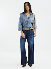 River Island Blue Petite Floral Print Embroidered Shirt - Image 4 of 6